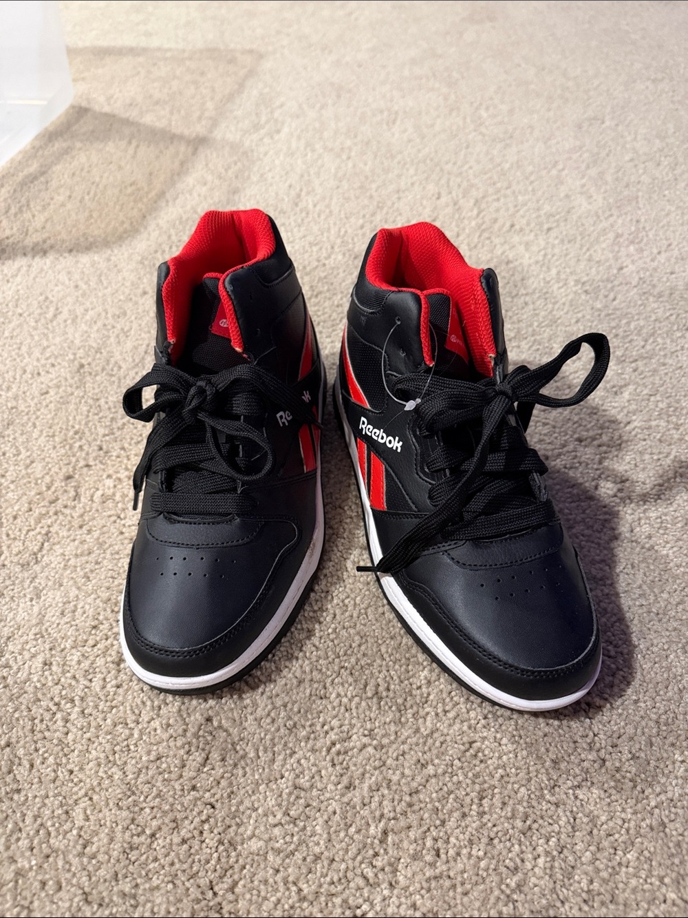 Reebok Black and Red Heely Mid-Top Athletic Sneakers